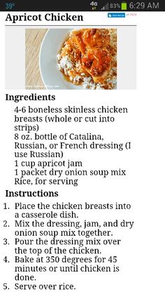 the recipe for chicken is shown in this screenshot