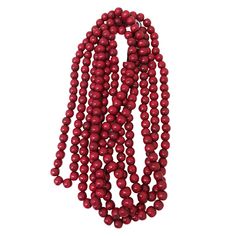 three strands of red beads on a white background