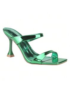 The stiletto heel type adds height to your figure and elongates your legs for a slimming effectTwo Strap Heeled Sandals  Slip On Square Open Toe Stiletto Backless Mule Heels Slippers Green Cool,Elegant,Glamorous,Preppy,Sexy,Fashionable    Plain Mules   Women Shoes, size features are:Bust: ,Length: ,Sleeve Length: Glamorous Green Pointed Toe Sandals, Green Heels With Sculpted Heel And Single Toe Strap, Fitted Heels With Single Toe Strap For Night Out, Green Open Heel Sandals For Night Out, Toe Post Heels For Night Out, Green Heel Strap Heels For Cocktail, Green Heels With Heel Strap For Cocktail, Evening Toe Post Heels With Wrapped Heel, Elegant Green Heels With Single Toe Strap