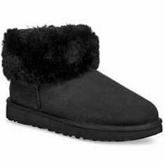 Ugg Classic Mini Fluff Genuine Shearling Bootie Black 9 Msrp $195 1106757 Dd226 No Shoe Box/Bag Very Good Condition Details & Care A Faux Fur Trim Details The Outer Cuff On This Pair Of Mini Boots. 5" Shaft Height, 1 1/4" Heel Round Toe Pull-On Suede And Faux Fur (100% Polyester) Upper/Treadlite By Ugg Outsole/Uggplush Lining (80% Wool, 20% Lyocell) Imported Black Shearling Boots With Faux Fur Trim, Winter Black Shearling Boots, Black Shearling Boots For Fall, Black Casual Boots With Faux Fur Trim, Mini Boots, Ugg Classic Mini, Ugg Classic, Box Bag, Classic Mini