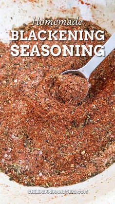 A spoonful of the delicious blackening seasoning inside a big bowl. Blackening Seasoning Recipe, Fish Seasoning Recipe, Blackening Seasoning, Fish Steak