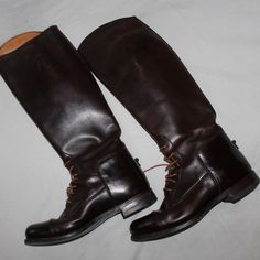 Lightly Worn, Fantastic Condition, Very Sleek. 85080 Captoe Vintage Leather Field Boot Captoe (No Size, Approx. 7-8 Mens) Classic Round Toe Boots For Shows, Fitted Goodyear Welted Boots, Classic Riding Boots With Leather Lining, Fitted Bridle Leather Boots With Leather Lining, Classic Fitted Bridle Leather Boots, Vintage Mid-calf Leather Boots, Classic Brown Riding Boots, Leather Boots (men), Luxury Brown Men's Moto Boots