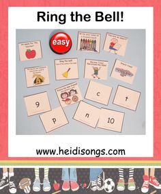 an easy to use ring the bell game with pictures on it and words in english