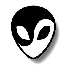 an alien head is shown in black and white