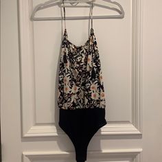 New Without Tags, Never Worn! Size Small Casual Floral Print One-piece Bodysuit, Casual One-piece Floral Print Bodysuit, Casual Black Bodysuit For Vacation, Printed Black Bodysuit For Vacation, Black Printed Bodysuit For Vacation, Halter Bodysuit, Free People Tops, Free People, Womens Tops