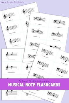 musical note flashcards with music notes on them