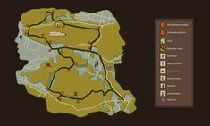 a screenshot of a map that shows the location of several locations in the game