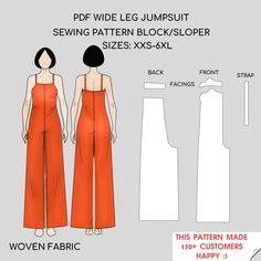 Cami Jumpsuit /Bodysuit/Playsuit PDF Sewing Pattern with Wide Leg - Block Sizes XS-6XL - Instant Download Very Easy Sewing Patterns, Self Sewn Wardrobe, Sewing Patterns For Jumpsuits, Easy Sewing Projects For Beginners Clothes Women, Sewing Romper Pattern Women, Easy Garments To Sew, Office Wear Sewing Patterns