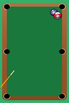 a pool table with cues and balls on it