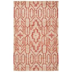 an orange and white rug with geometric designs