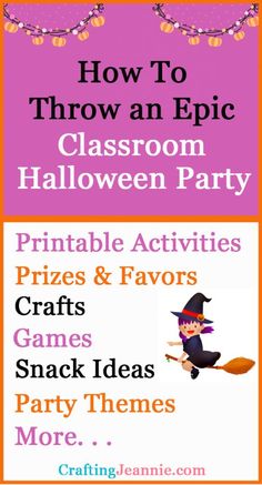 Throw an epic classroom Halloween Party. Everything you need for an amazing party: Halloween Party Themes, Halloween Party Games, Halloween Craft Templates & Printables, Halloween Printable Activities, Halloween Party Prizes & Halloween Favors, Halloween Snacks, & more. 5th Grade Class Halloween Party Ideas, Homeroom Mom Halloween Party, 3rd Grade Party Games, Halloween Prizes Ideas, Halloween Class Party Ideas 3rd Grade, Third Grade Halloween Party Games, Halloween Party School Activities, Halloween Prizes For Games, Halloween Class Party Ideas Kindergarten