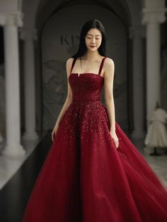 Wine Red Prom Dress, Burgundy Prom Dresses, Prom Dresses A Line, Sparkle Prom Dress, Burgundy Prom, Dresses A Line, Quinceanera Ideas, Tulle Evening Dress, Preppy Dresses