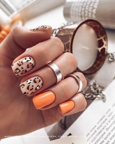 Short Nails Ideas Holiday Nail, Nice Nails, Polygel Nails, Animal Print Nails