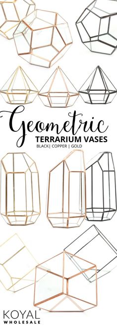 geometric terrarium vases with different shapes and sizes