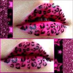 #scene #emo #pink #lips #panterka #hotpinklips #makeup Pink Leopard Makeup, Pink Scene Makeup, Scene Makeup Looks 2000s, Scenemo Makeup, Scene Emo Makeup, 2000s Scene Makeup, Emo Lips, Pink Scene Aesthetic, Scene Queen Makeup