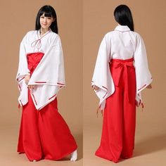 Red and White Material Polyester Feature:Red ribbon piping costume Miko impressive in white kimono.Luxurious silky, sleek, solid color, lightweight loose design, this japanese kimono dress will give you an exotic and different feeling. Material: Uniform Cloth, Polyester.Silk-like fabric, soft to touch and comfortable to wear. Garment Care: Take good care of your new Kimono! recommended to be hand washed in cold water. If ironing is required, it is recommended to do so on Low heat only.Do Not use Kikyo Cosplay, Japanese Kimono Dress, Inuyasha Cosplay, Japan Dress, Kimono Cosplay, Belt Bow, Belle Cosplay, Full Body Costumes, Kimono Outfit