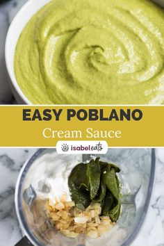 creamy cream sauce in a blender with spinach leaves and other ingredients to make it