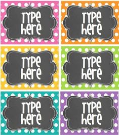 four different types of labels with the words free here