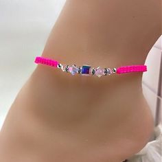 Adjustable Ankle Bracelet For Party, Summer Party Ankle Wrap Bracelet, Adjustable Beaded Anklets For Party, Elegant Pink Adjustable Anklets, Elegant Adjustable Pink Anklets, Pink Anklet, Cute Anklets, Beautiful Anklet, Anklet Jewelry