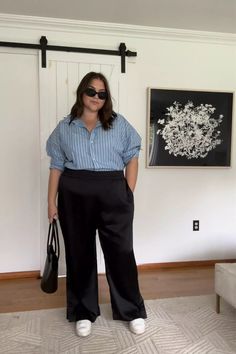 maxeygreene on LTK Pants Outfit Plus Size, Work Outfits Summer Plus Size, Black Summer Outfits Plus Size, Midsize Slacks Outfit, Black Trousers Outfit Midsize, Workwear Women Midsize, Plus Size Corporate, Corporate Outfits Plus Size, Smart Casual Look Women