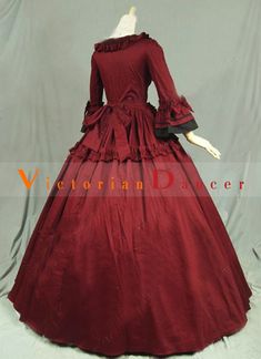 Wine Red Cotton Renaissance Victorian Steampunk Dress   Condition: Brand New  Color:Wine Red  Material: Satins  Silhouette: Ball Gown  Sleeve Length: Long Sleeve  Dresses Length:Floor-Length  Neckline: Square Collar  Decoration: Bows And Ruffles  Style: Vintage  Includes: Dress    amp;nbsp; Gothic Victorian Ball Gown For Costume, Gothic Victorian Ball Gown Costume, Gothic Victorian Dress For Fancy Dress, Gothic Victorian Dress For Fancy Dress Events, Gothic Victorian Dress For Fancy Dress Occasions, Gothic Victorian Dress With Long Sleeves For Fancy Dress, Gothic Long Sleeve Victorian Dress For Fancy Dress, Gothic Medieval Dress For Fancy Dress, Vintage Medieval Dress For Halloween Cosplay