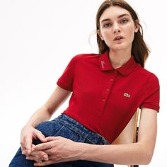 Soccer Shirt Outfit, Lacoste Polo Shirt Women Outfit, Polo T Shirts Women, Polo Outfits, Collar Outfits