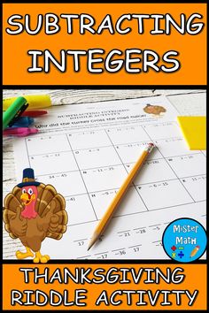 a thanksgiving activity for kids to practice subtracting numbers