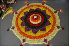 Leaf Decor Wedding, Happy Onam, Simple Rangoli Designs Images, Floral Carpet, Rangoli Patterns, Rangoli Ideas