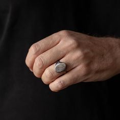 A black oxidized sterling silver oval signet ring for men in brutalist style. This rustic flat top ring is totally hand carved, and smooth inside for extra comfort.  --- MATERIALS & DIMENSIONS --- * High Quality 925 Sterling Silver * Black Oxidized finish * Width: 18mm x 13mm on top of the ring --- SHIPPING --- All orders are shipped via FedEx Express (delivery time 3-5 days to the US, 1-3 days to Europe). Please note that this does not include the production time. Our turn around time is 1-3 business days. This can change during peak seasons. Please contact us if you need us to rush your order. Check out the "shipping & policies" section for additional information, return/exchange policy, and more. --- GIFT WRAPPING --- Each jewel is delivered in a branded gift box and bag. We are happy t Flat Top Ring, Signet Ring For Men, Oval Signet Ring, Rustic Ring, Rustic Rings, Signet Ring Men, Top Rings, Ring Men, Fedex Express