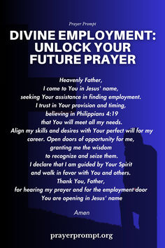 the prayer for divine employment with an image of a person