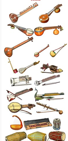 various musical instruments are shown in this illustration