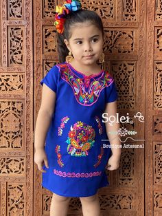 Want to match with your mini me? This Beautiful Women's and Girl's Mexican Kimono Dress is perfect for matching at a special event or just for fun! The price listed includes one adult size dress and one child's size dress. Mexican Dresses For Kids, Kids Traditional Dress, Mexican Kimono, Mexican Hairstyles, Fiesta Outfit, Mexican Outfit, Kids Party Dresses, Mexican Girl, Flower Headpiece