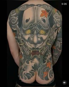 the back of a man with tattoos on his body