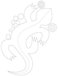 a drawing of a dragon with geometric shapes