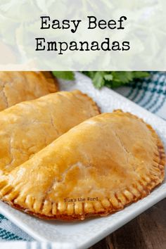 easy beef empanadas on a plate with lettuce in the background