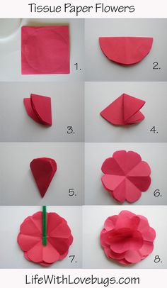 how to make tissue paper flowers with pictures and instructions for making them in different colors