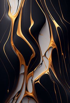 an abstract black and gold background with wavy lines