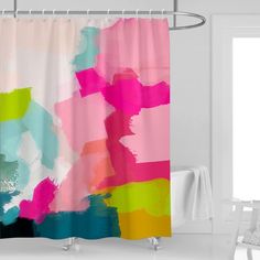 PRICES MAY VARY. Size - The standard size approximately 60"(W) x 72"(L) bathroom curtain, suitable for most bathtubs and shower stalls. Includes free 12 hooks and easy to install and slide. Material - New resin coating polyester water-repellent printed fabric keeps water slide of the fabric shower curtain. No liner required. It will not fade after even years use. Unique Design - Vivid patterns, good choice for giving your bathroom a fresh look. Easy to clean - Machine washable in cold water. Do Minimalist Oil Painting, Watercolor Shower Curtain, Extra Long Shower Curtain, Long Shower Curtains, Pink Shower Curtains, Bathroom Decor Colors, Pink Showers, Contemporary Oil Paintings, Stall Shower Curtain