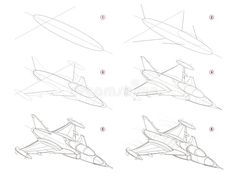 how to draw a jet plane step by step drawing instructions for kids and adults royalty illustration