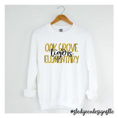 OAK GROVE ELEMENTARY TIGERS | CUSTOM UNISEX SWEATSHIRT These are SOFT prints! No screen print and no vinyl! Made to Last! All of these are made to order. Please allow 2-3 weeks after order closes for processing. If preorder - these we process after preorder date. - You will be notified by email on when your order is ready! We are located in Olive Branch. The pickup instructions will be sent in an email! ALL SALES ARE FINAL Almost all our items and designs are made in house.Designs are exclusivel School Spirit Graphic Print Top For Winter, Sporty Custom Print Tops For Fall, White School Spirit Sweatshirt With Screen Print, School Spirit Sweatshirt With Screen Print For Fall, Fall School Spirit Sweatshirt With Screen Print, School Spirit Screen Print Sweatshirt For Fall, School Spirit Screen Print Tops For Fall, School Spirit Graphic Print Sweatshirt With Relaxed Fit, Fall School Spirit Screen Print Tops