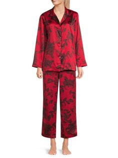 2-Piece Print Satin Pajama Set Roberto Cavalli Dress, Cavalli Dress, Printed Pajama, Satin Pajama Set, Satin Pajama, Satin Pyjama Set, Satin Pajamas, Print Pajamas, Sleepwear Pajamas