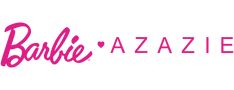 the logo for barbie's azzie is pink and has hearts on it,