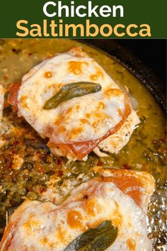 This Chicken Saltimbocca in a white wine sauce has deliciously crisp prosciutto, fresh sage, and browned bubbly cheese on top. The perfect one skillet meal for dinner. #chickensaltimbocca #saltimbocca #oneskillet #dinner #prosciutto #chicken #chickendinner Chicken And Prosciutto Recipes, Chicken And Prosciutto, Prosciutto Chicken, Chicken Saltimbocca Recipe, Chicken With Prosciutto, Saltimbocca Recipe, Meal For Dinner, Prosciutto Recipes, Chicken Saltimbocca