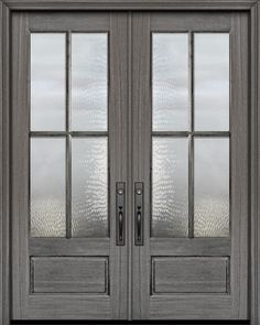 two double doors with glass on each side