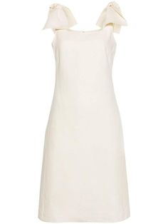 Chloé A-line Linen Midi Dress - Farfetch Linen Square Neck Dress With Tie Straps, Chic Cotton Dresses With Bow Straps, Chic Linen Midi Dress With Square Neck, Chic Linen Midi Dress With Tie Straps, White Cotton Linen Dress With Square Neck, Elegant Beige Midi Dress With Tie Straps, Beige Linen Dress With Tie Straps, Chic Linen Dress With Tie Straps, Elegant Linen Midi Dress With Square Neck