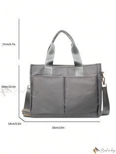 Bird in Bag - Fashionable Tote Bag - Large Capacity Shoulder Bag Gray Large Capacity Satchel Canvas Bag, Trendy Gray Bag For Daily Use, Gray Large Capacity Satchel Bag, Functional Large Capacity Bag, Trendy Gray Tote Bag, Trendy Gray Double Handle Bag, Trendy Large Capacity Tote Laptop Bag, Trendy Gray Canvas Bag, Large Capacity Satchel Diaper Bag For Shopping