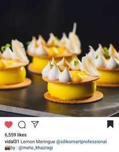 small desserts are sitting on top of each other