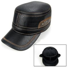 Out of all the leather products in the market, we believe it is an absolute must for one to own a good quality leather cap. Adding a unique and sophisticated touch to your personality, a leather cap will always come in handy. This deep black baseball cap is a perfect example of such a product. Made with the best grade faux leather, it rocks a superb patchwork design with a contrasting shade of brown threading. Wearing this to any of the games will do the double trick, it’ll keep you protected from the blazing sun and have all eyes set on you! An inexpensive product yet rocking a stud like an appearance, the product comes in three shades of black, brown and camel. The inner lining of the cap is made smooth and silky to make it comfortable with adjustable ear muffs which can be altered to yo Brown Baseball Cap, Aviator Cap, Beret Fashion, Men's Fashion Casual, Leather Baseball Cap, Men's Baseball Cap, Leather Hat, Ear Muffs, Black Baseball Cap