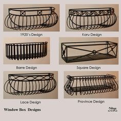 four different types of wire baskets with names on them and instructions to make them look like they are made out of metal