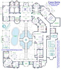 the floor plan for a house with an indoor swimming pool